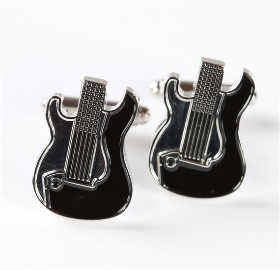 Boutons de Manchette Guitare Électrique Noire