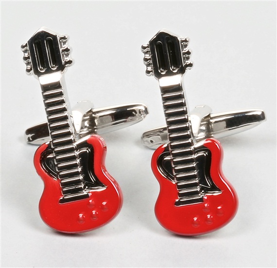 Boutons de Manchette Guitare Rouge