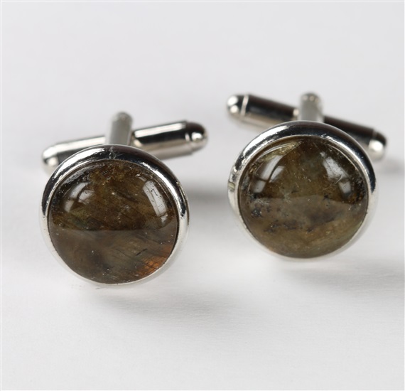 Boutons de Manchette Vert Kaki en Jade