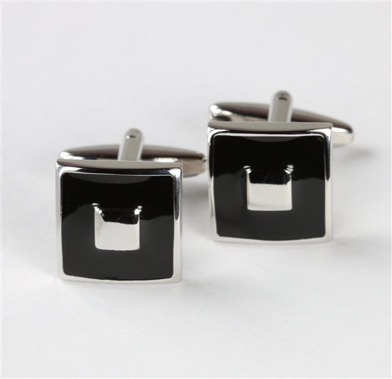 Boutons de Manchette Noirs Carrés