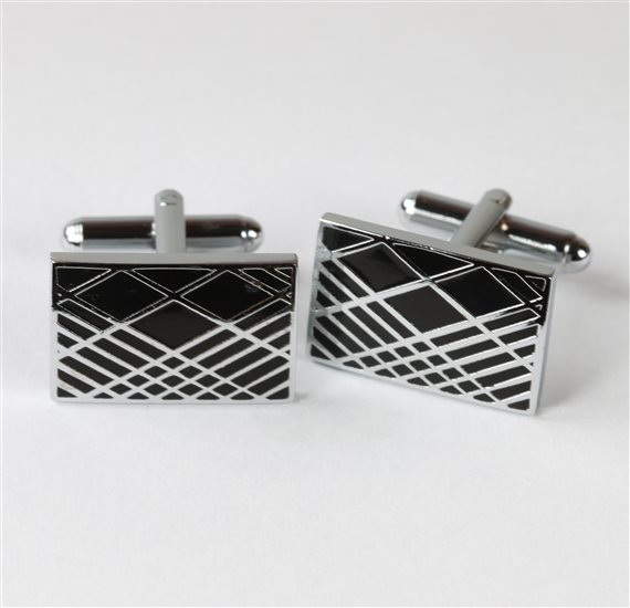 Boutons de Manchette Noirs à Carreaux