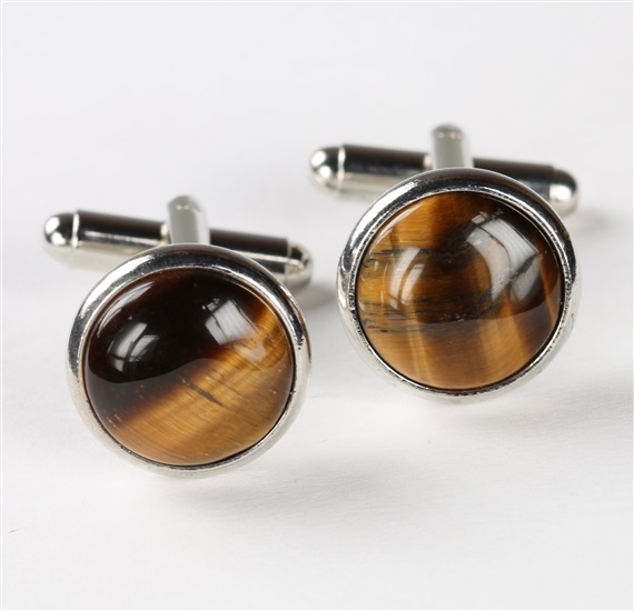 Boutons de Manchette Oeil de Tigre Ocre