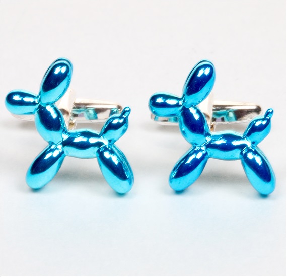 Boutons de Manchette Chien Ballon Turquoise
