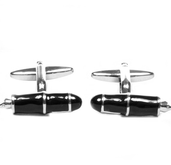 Boutons de Manchette Plume Stylo Noir