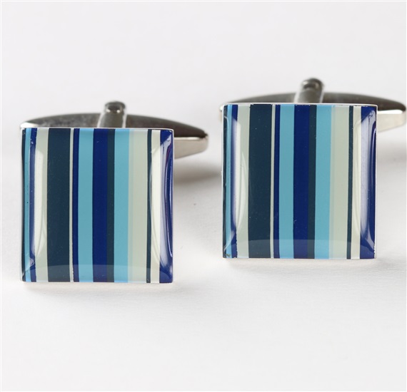 Boutons de Manchette Rayures Bleues Multicolores