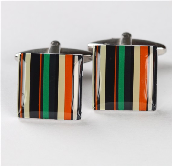 Boutons de Manchette Rayures Orange et Vertes