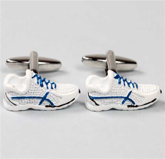 Boutons de Manchette Running Blanc et Bleu