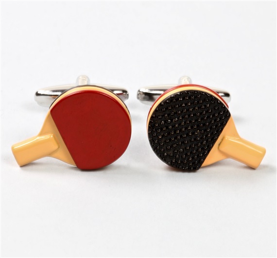 Boutons de Manchette de Ping-Pong Rouge et Noir
