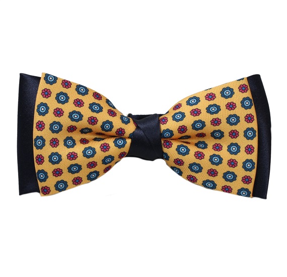 Noeud Papillon Jaune avec Fleurs