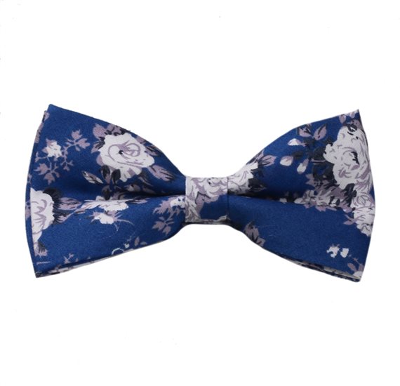 Noeud Papillon Bleu avec Fleurs