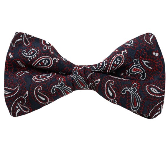 Noeud Papillon Bleu Motif Paisley Rouge