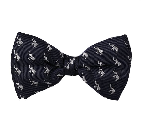 Noeud Papillon Bleu Éléphants Gris