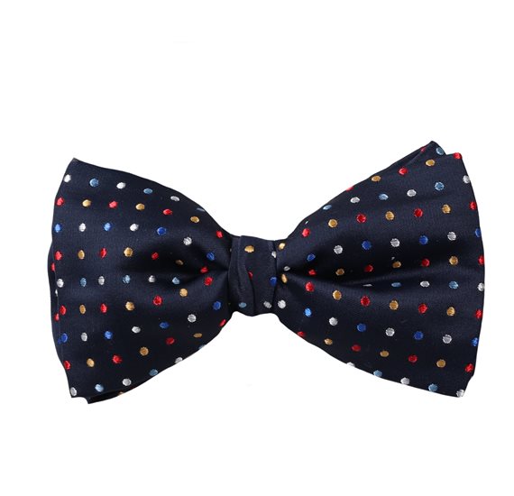 Noeud Papillon Bleu à Pois Multicolores