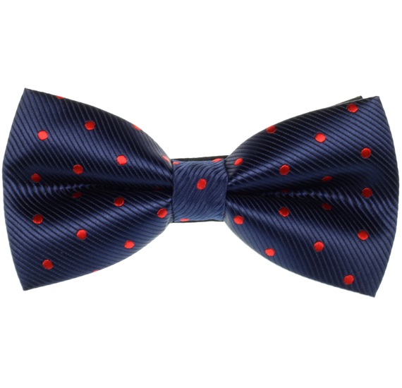 Noeud Papillon Bleu Marine à Pois Rouges
