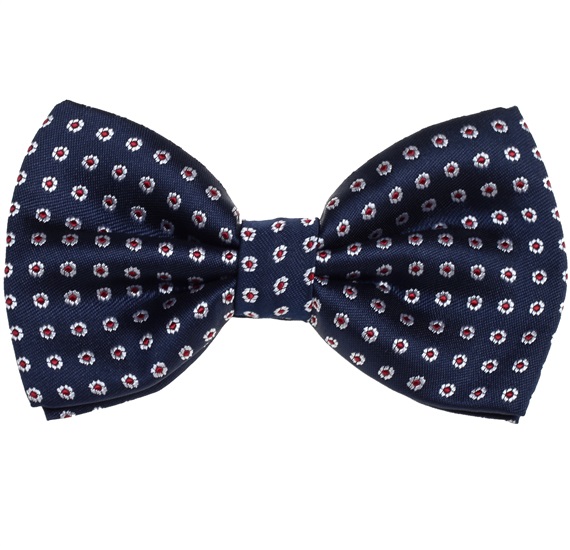 Noeud Papillon Bleu Marine avec Marguerites Blanches