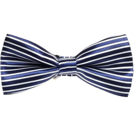 Noeud Papillon Bleu Marine à Rayures Blanches