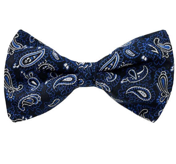 Noeud Papillon Bleu Marine Motif Paisley Bleu