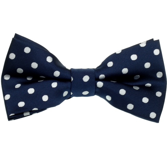 Noeud Papillon Bleu Marine à Pois Blancs