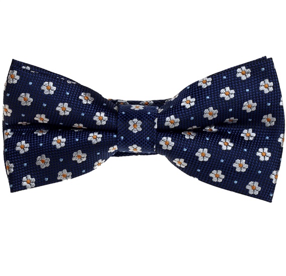 Noeud Papillon Bleu Marine Marguerites