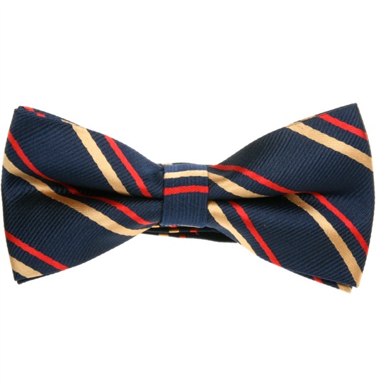 Noeud Papillon Bleu Marine Rayures Rouges et Or