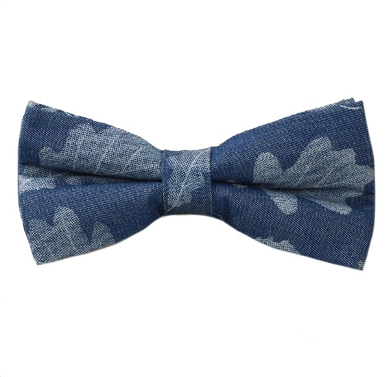 Noeud Papillon Bleu Denim Feuilles