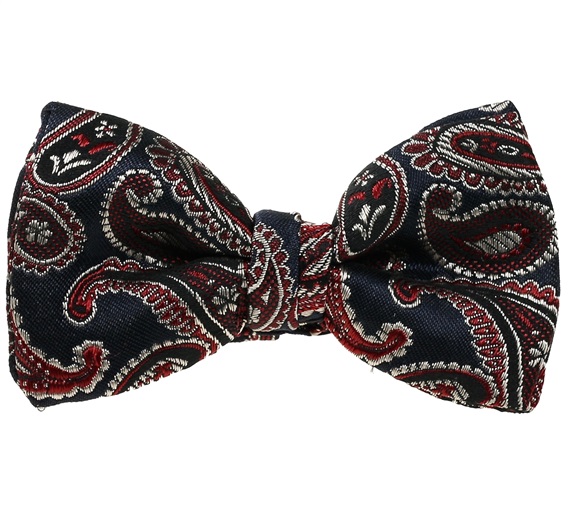 Noeud Papillon Bleu Marine avec Cachemire Grenat