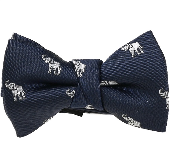 Noeud Papillon Bébé Bleu Marine avec Éléphants Blancs