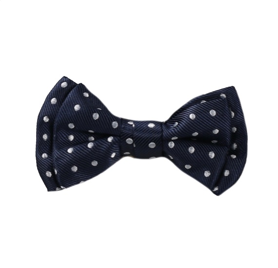 Noeud Papillon Bébé Bleu Marine à Pois Blancs