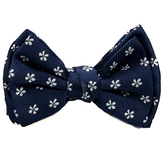 Noeud Papillon Bleu Marine avec Marguerites