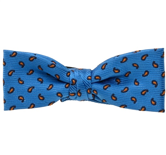 Noeud Papillon Bleu Bébé avec Cachemire Orange