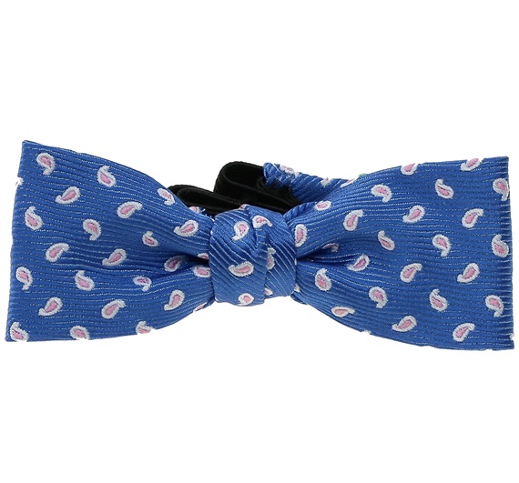 Noeud Papillon Bébé Bleu Ciel avec Cachemire Rose