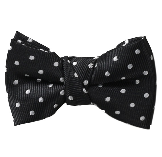 Noeud Papillon Noir avec Motifs Blancs