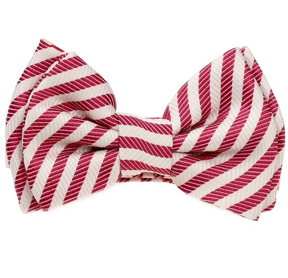 Noeud Papillon Bébé Rayures Magenta et Blanches