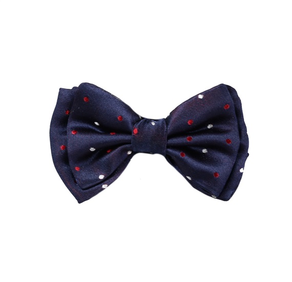 Noeud Papillon Bébé en Soie Bleu Marine à Pois