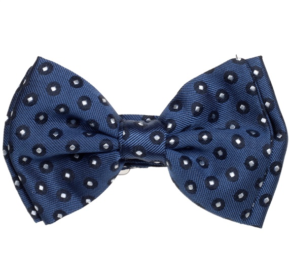 Noeud Papillon Bébé en Soie Bleu Marine à Pois Blancs