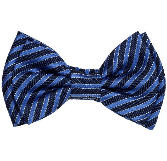 Noeud Papillon Bébé en Soie Rayures Bleu