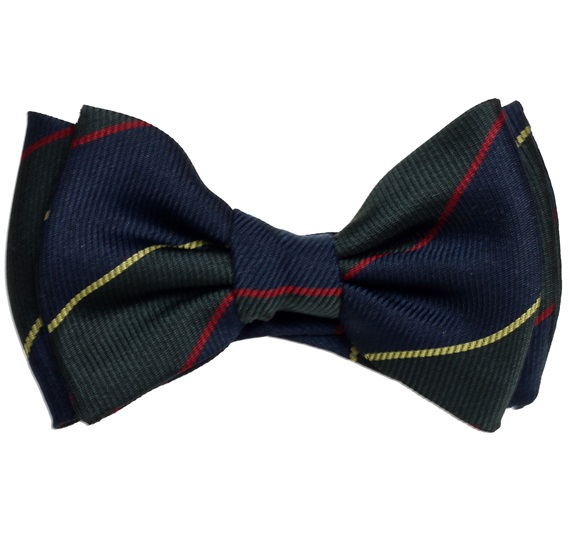 Noeud Papillon Bébé en Soie Rayures Bleu Marine et Vert