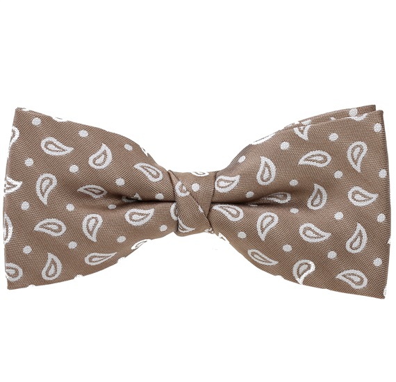 Noeud Papillon Beige Cachemire Blanc