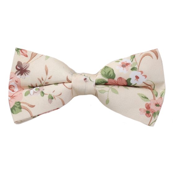 Noeud Papillon Beige Fleurs