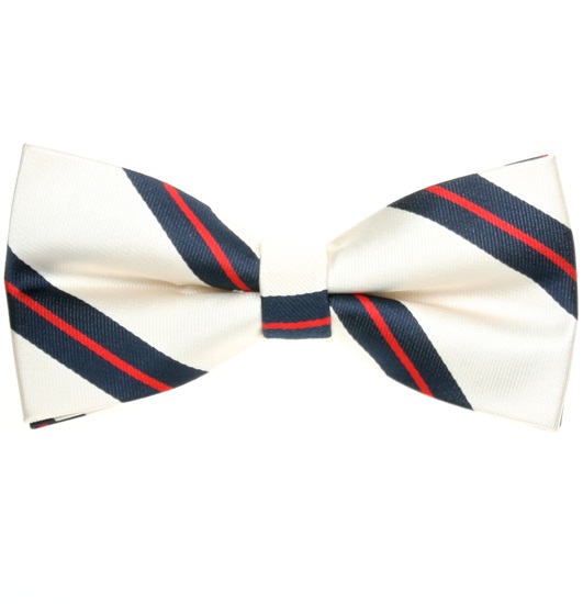 Noeud Papillon Beige Rayures Bleu Marine
