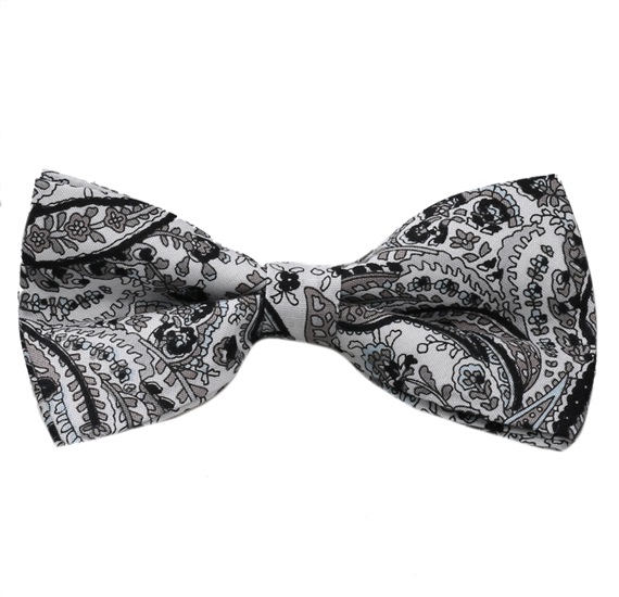 Noeud Papillon Blanc Cachemire Noir et Gris