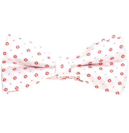 Noeud Papillon Blanc Marguerites Rouges