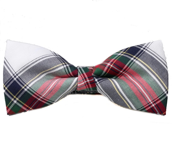 Noeud Papillon à Carreaux Écossais Blanc, Rouge et Vert