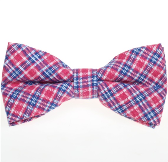 Noeud Papillon Carreaux Écossais Fuchsia et Bleu