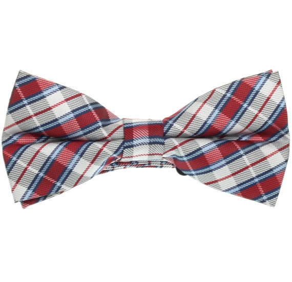 Noeud Papillon Carreaux Écossais Gris, Bleu et Grenat