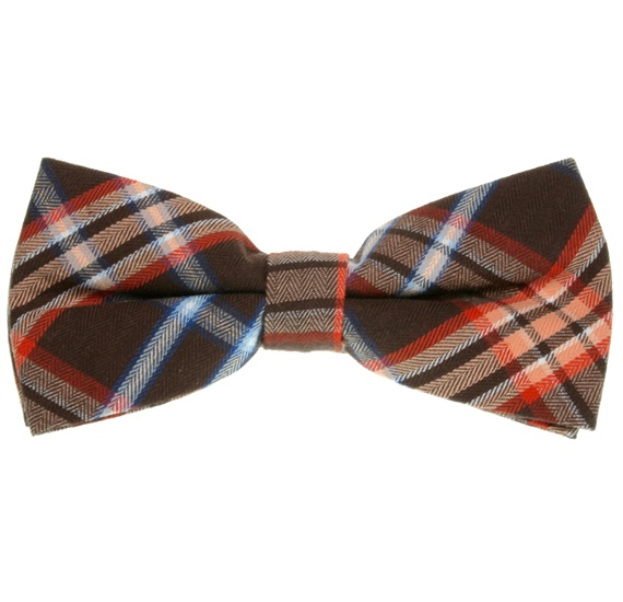 Noeud Papillon Carreaux Écossais Marron et Orange