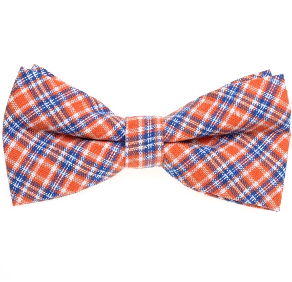 Noeud Papillon Carreaux Écossais Orange et Bleu Marine