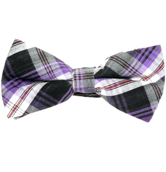 Noeud Papillon Carreaux Écossais Noir et Violet