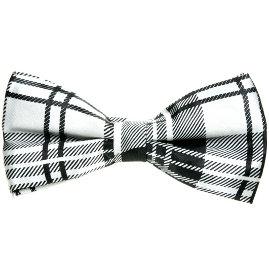 Noeud Papillon Carreaux Écossais Blancs et Noirs