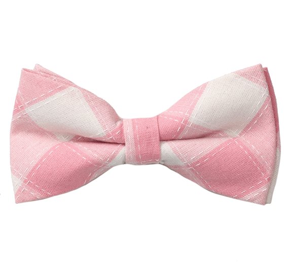 Noeud Papillon Carreaux Rose Clair et Beige